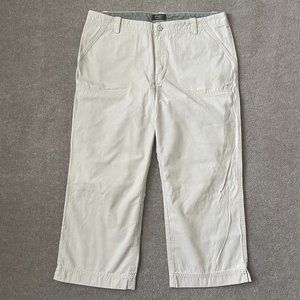 Eddie Bauer Pants Womens 12 Beige Khaki Cropped Canvas Vashon Fit Casual Cotton